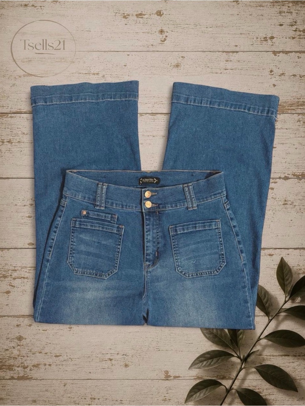 Nanette Lepore Jolie Super High Rise Wide Leg Jeans - Size 10